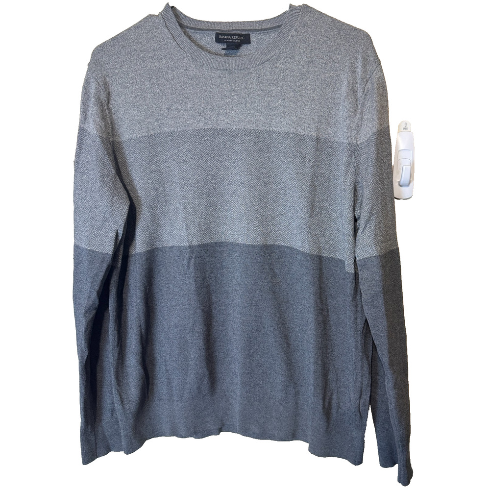 Banana Republic Men's Sweater Luxury Blend Silk Cashmere Grey Pullover sz L